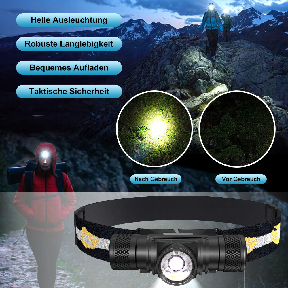 NachtLicht - Große Reichweite, Outdoor-Stirnlampe Mit Extrem Langer Akkulaufzeit