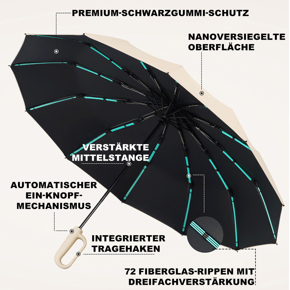 RainShield - Kompakter Reiseschirm Mit Windschutz – Automatisch Öffnen/Schließen & Verstärktes Rahmen