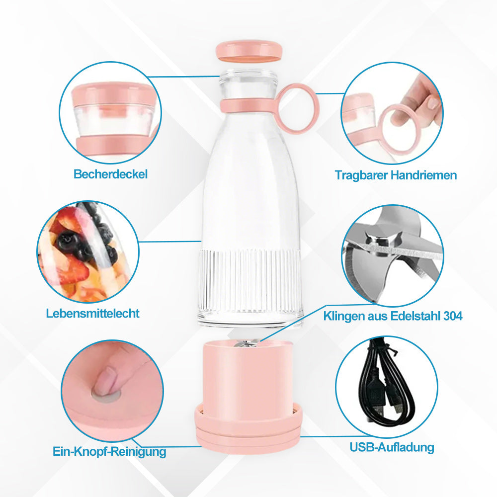 Tragbarer Entsafter – Kompakter Saft- und Smoothie-Mixer mit USB-Ladefunktion