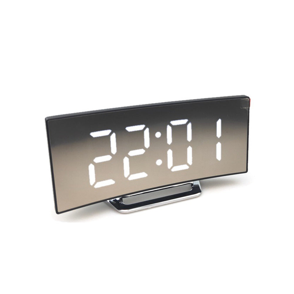Kreative LED-Spiegeluhr Mit Großem Curved-Display Und Geräuschloser Weckfunktion