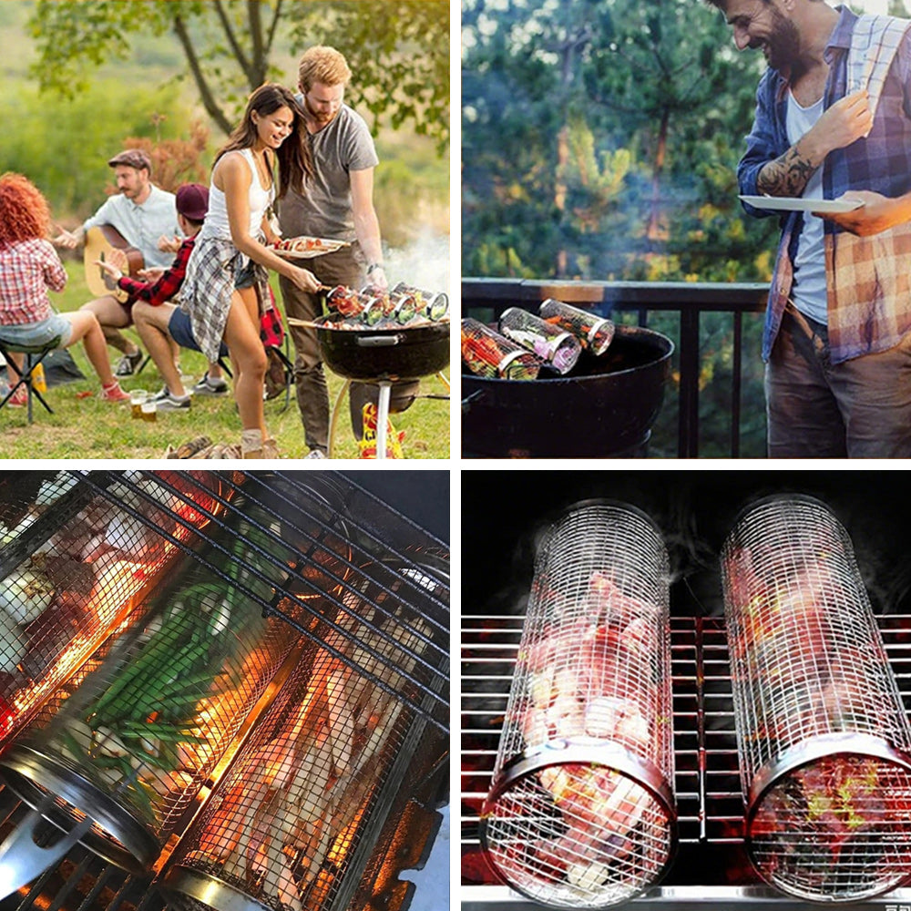 Outdoor BBQ Drehbarer Edelstahl-Grillkorb