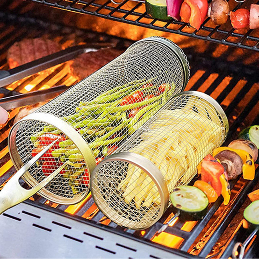 Outdoor BBQ Drehbarer Edelstahl-Grillkorb