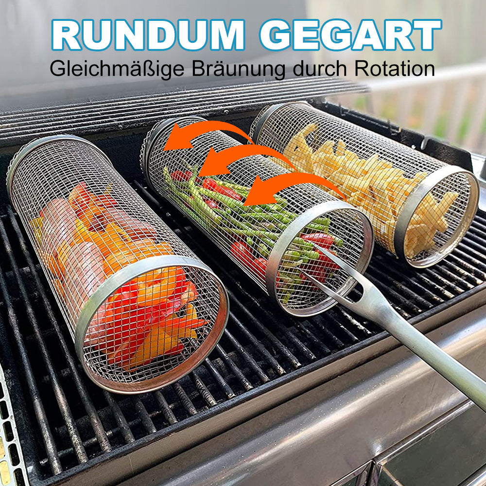 Outdoor BBQ Drehbarer Edelstahl-Grillkorb