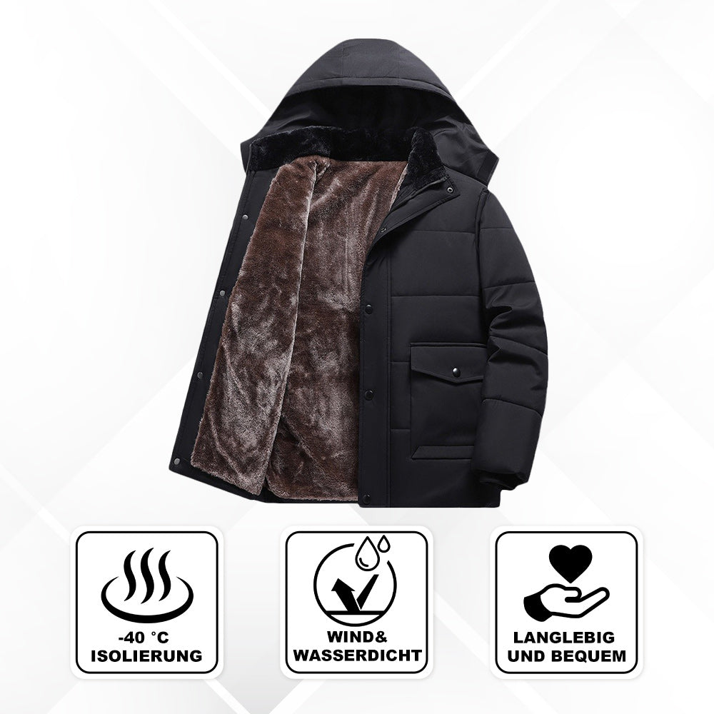 ThermoFeder - Herren-Kapuzenjacke Für Den Winter – Lässiger, Dick Windbreaker Mit Taschen
