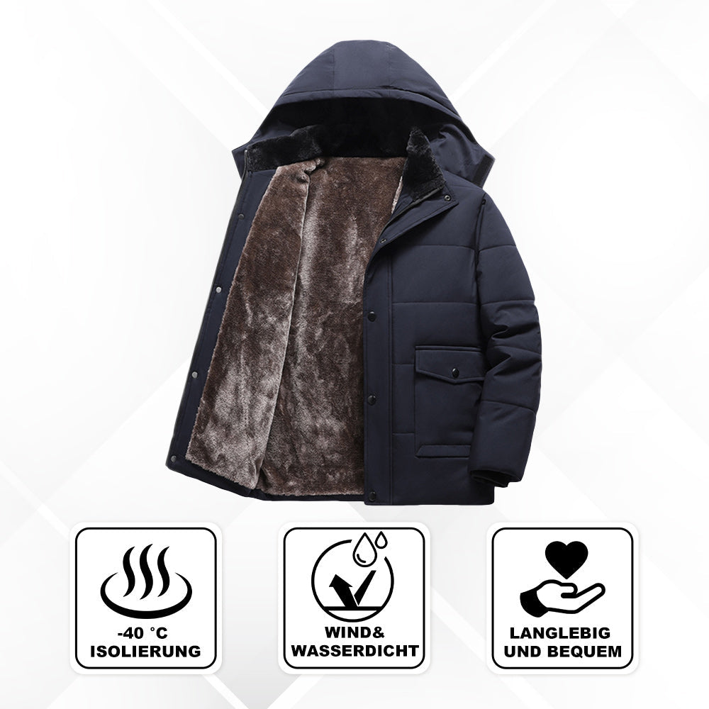ThermoFeder - Herren-Kapuzenjacke Für Den Winter – Lässiger, Dick Windbreaker Mit Taschen