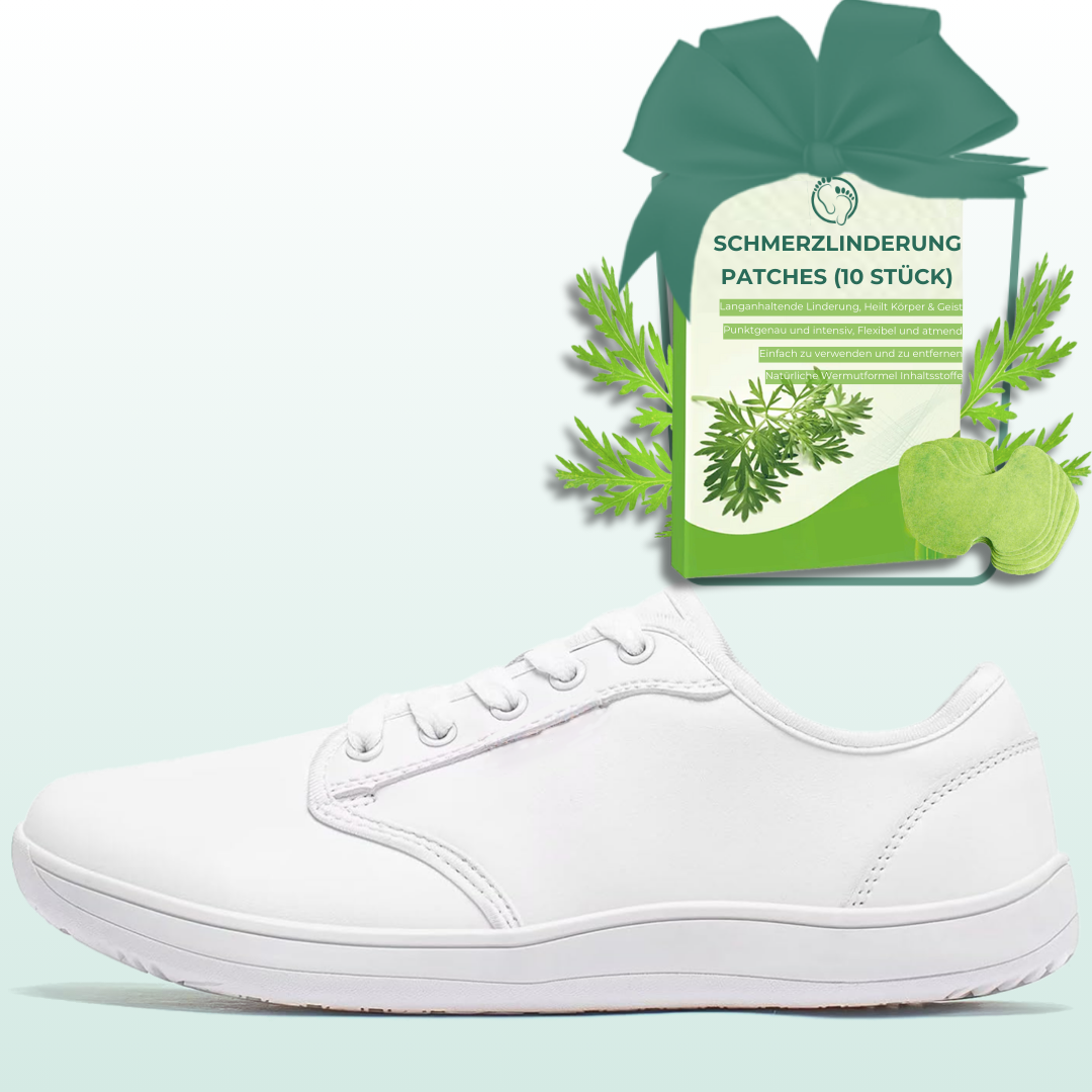 Lorry Vamp Barfußschuhe Leder Weiß - Schmerzfrei im Schritt und Kräuterkraft