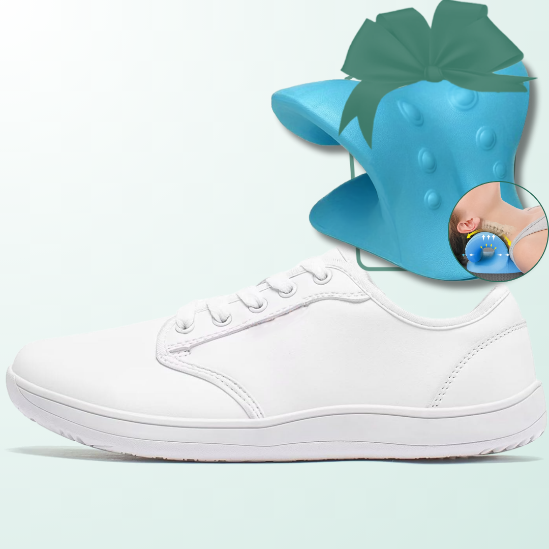 Lorry Vamp Barfußschuhe Leder Weiß - Barfußfit und Nackenmassagezauber