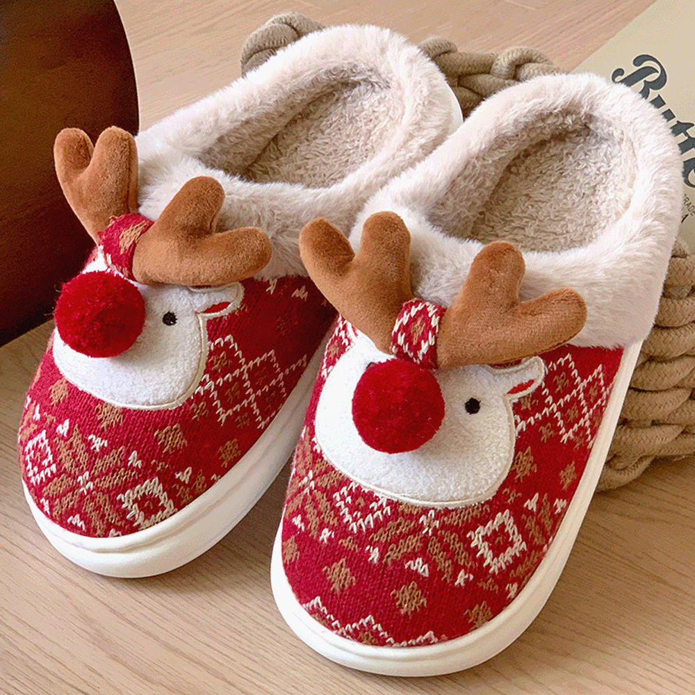 StarJoy-Kuschelige Rentier-Pantoffeln – Wärmend & Süß für Weihnachten