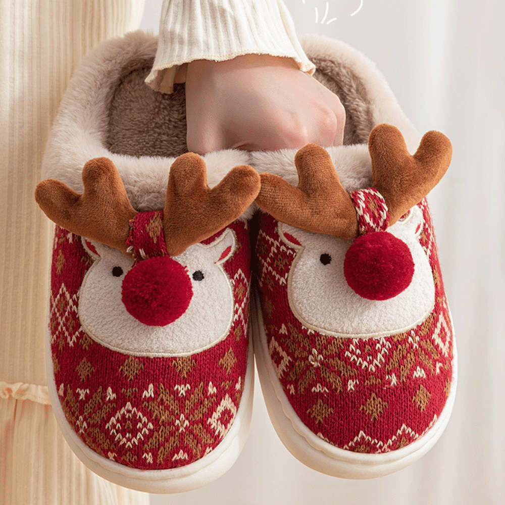 StarJoy-Kuschelige Rentier-Pantoffeln – Wärmend & Süß für Weihnachten