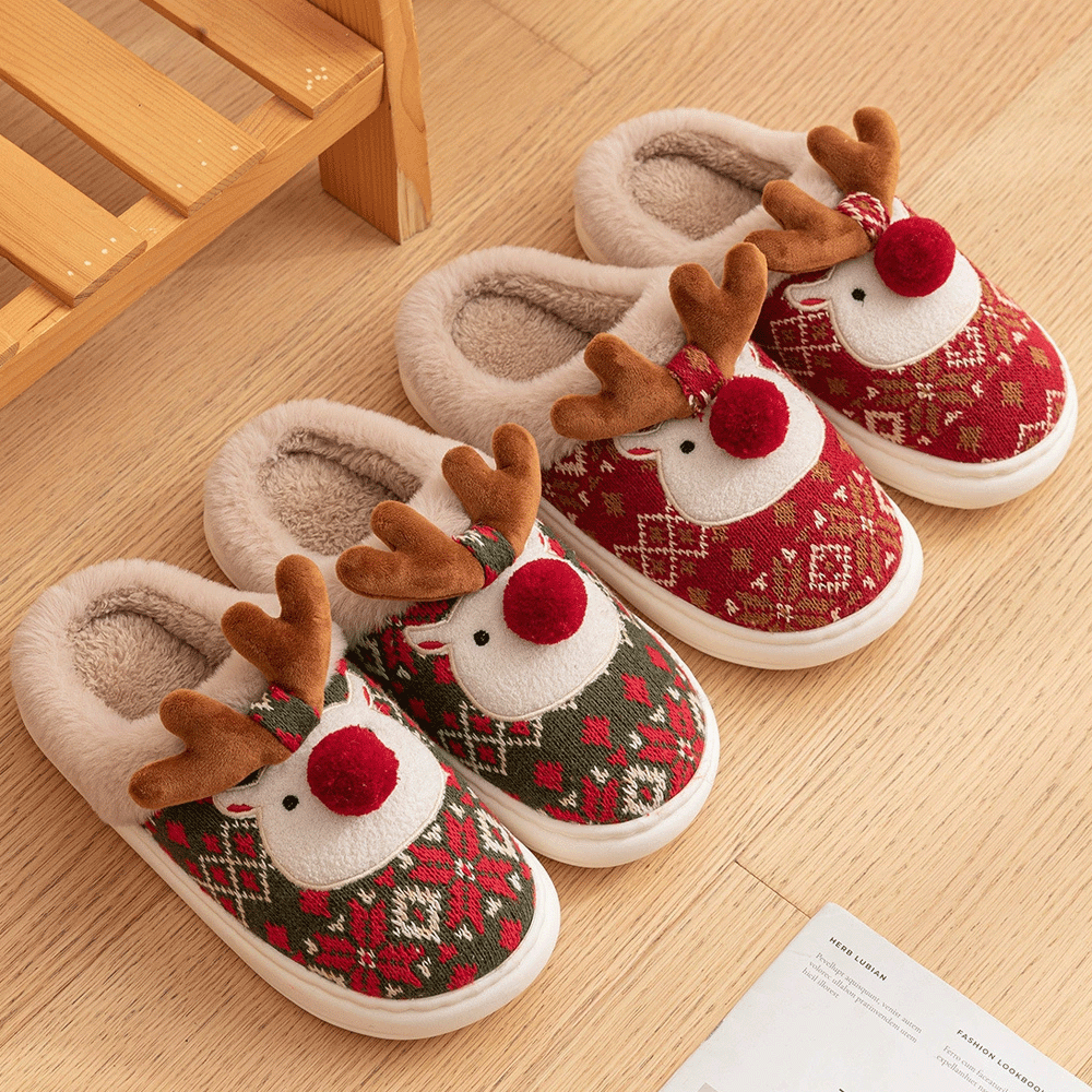 StarJoy-Kuschelige Rentier-Pantoffeln – Wärmend & Süß für Weihnachten