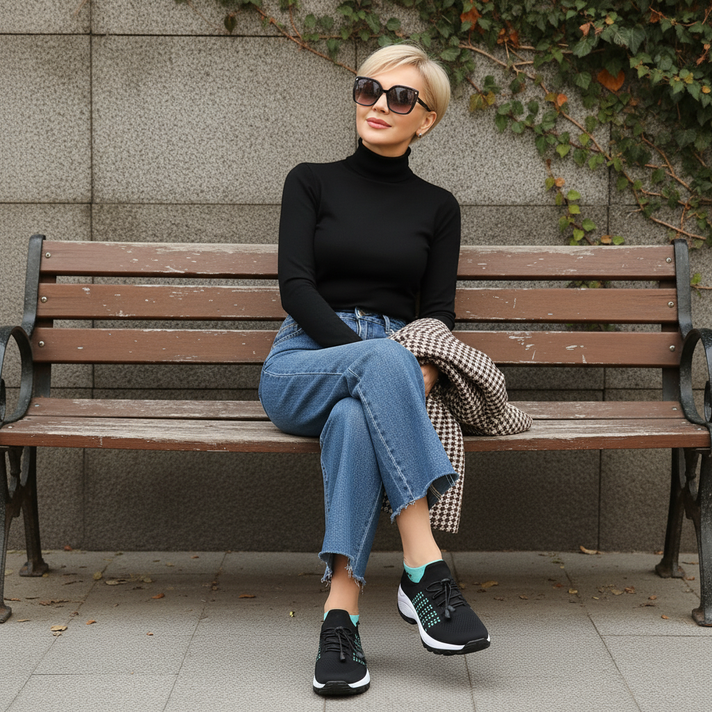 Ambulo Orthopädische Schuhe Strickstoff - Grün Schwarz