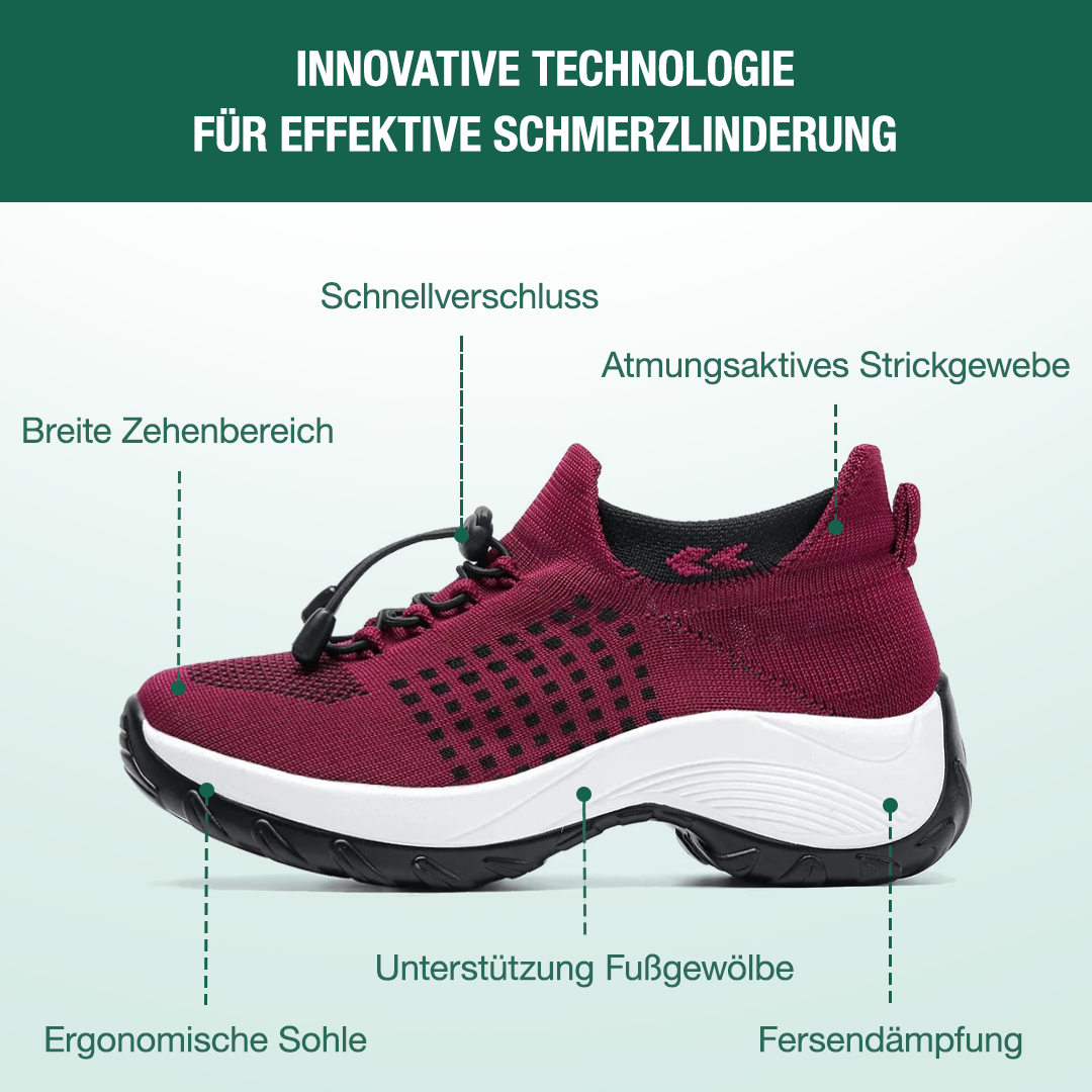 Ambulo Orthopädische Schuhe Strickstoff - Schwarz Rot