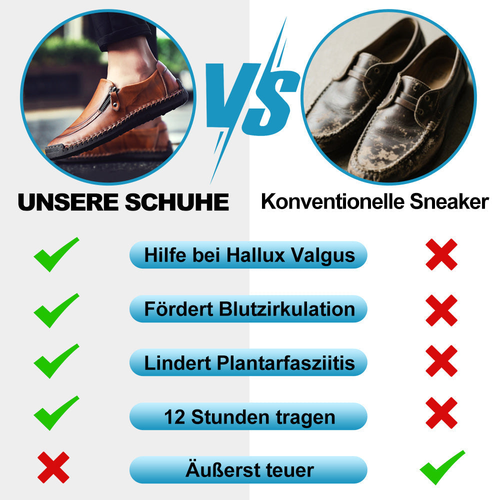 ErgoZip - Ergonomische Schmerzfreie Lederschuhe