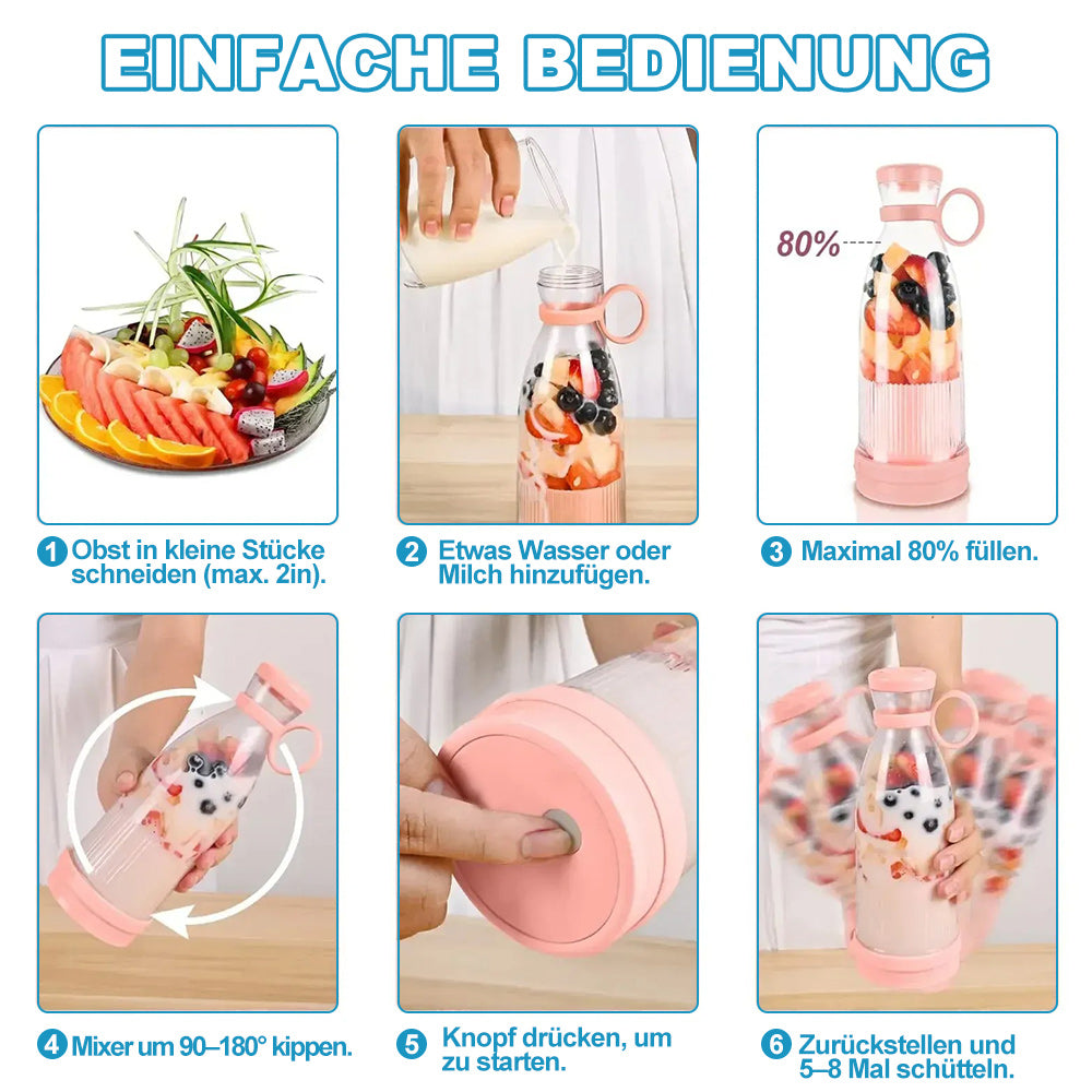 Tragbarer Entsafter – Kompakter Saft- und Smoothie-Mixer mit USB-Ladefunktion