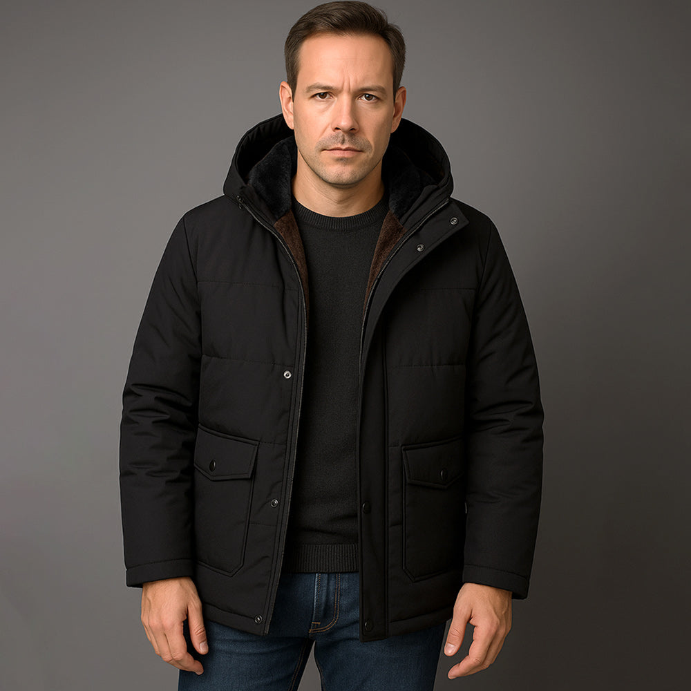 ThermoFeder - Herren-Kapuzenjacke Für Den Winter – Lässiger, Dick Windbreaker Mit Taschen