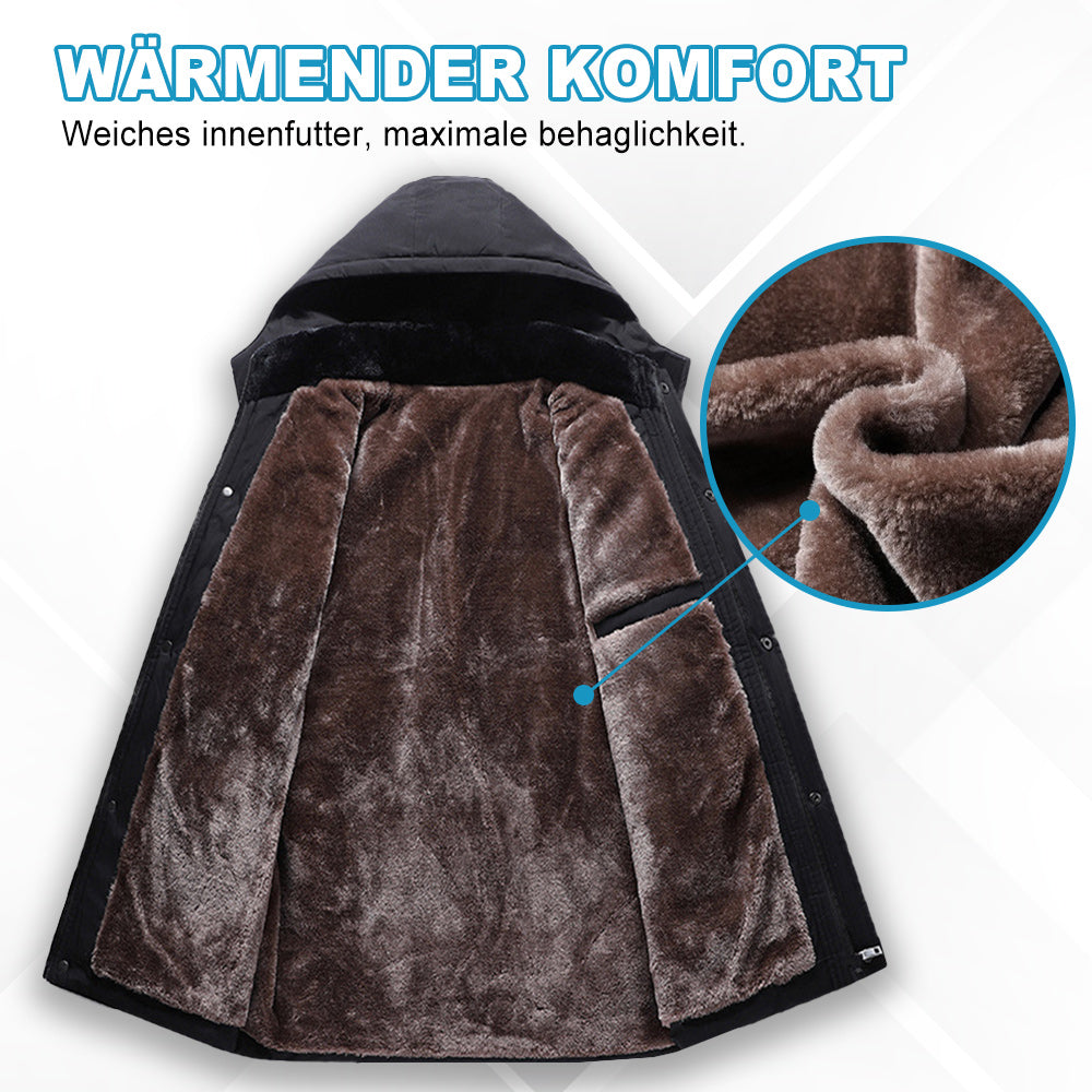 ThermoFeder - Herren-Kapuzenjacke Für Den Winter – Lässiger, Dick Windbreaker Mit Taschen