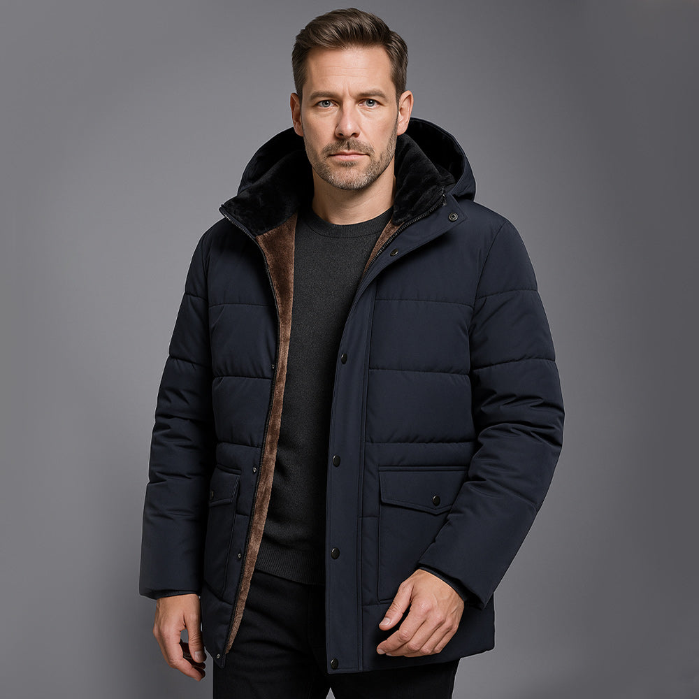 ThermoFeder - Herren-Kapuzenjacke Für Den Winter – Lässiger, Dick Windbreaker Mit Taschen