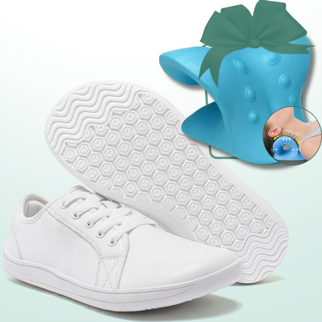 Lorry Vamp Barfußschuhe Leder Weiß - Barfußfit und Nackenmassagezauber