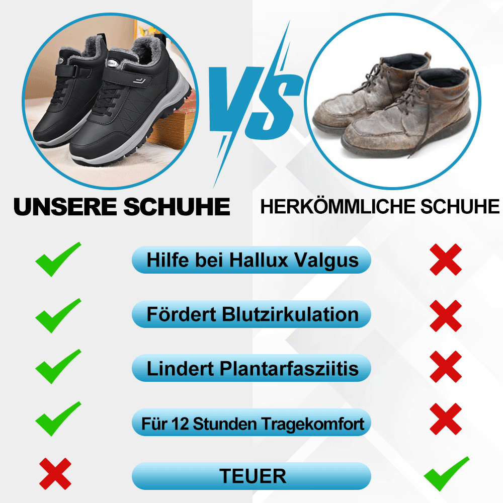 OrthoStabil Leder - Schmerzlindernde, Wasserdichte & Isolierte Ergonomische Komfortschuhe