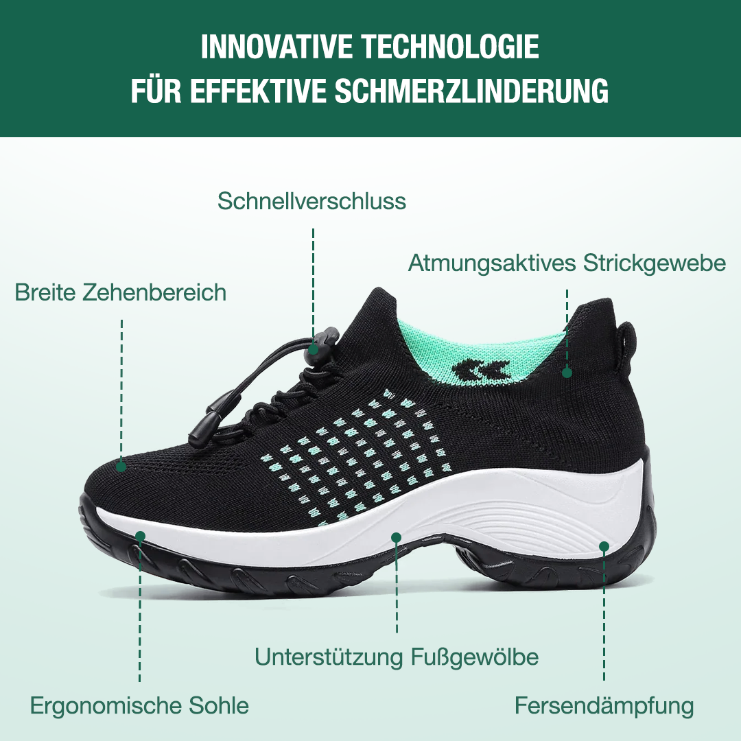 Ambulo Orthopädische Schuhe Strickstoff - Grün Schwarz