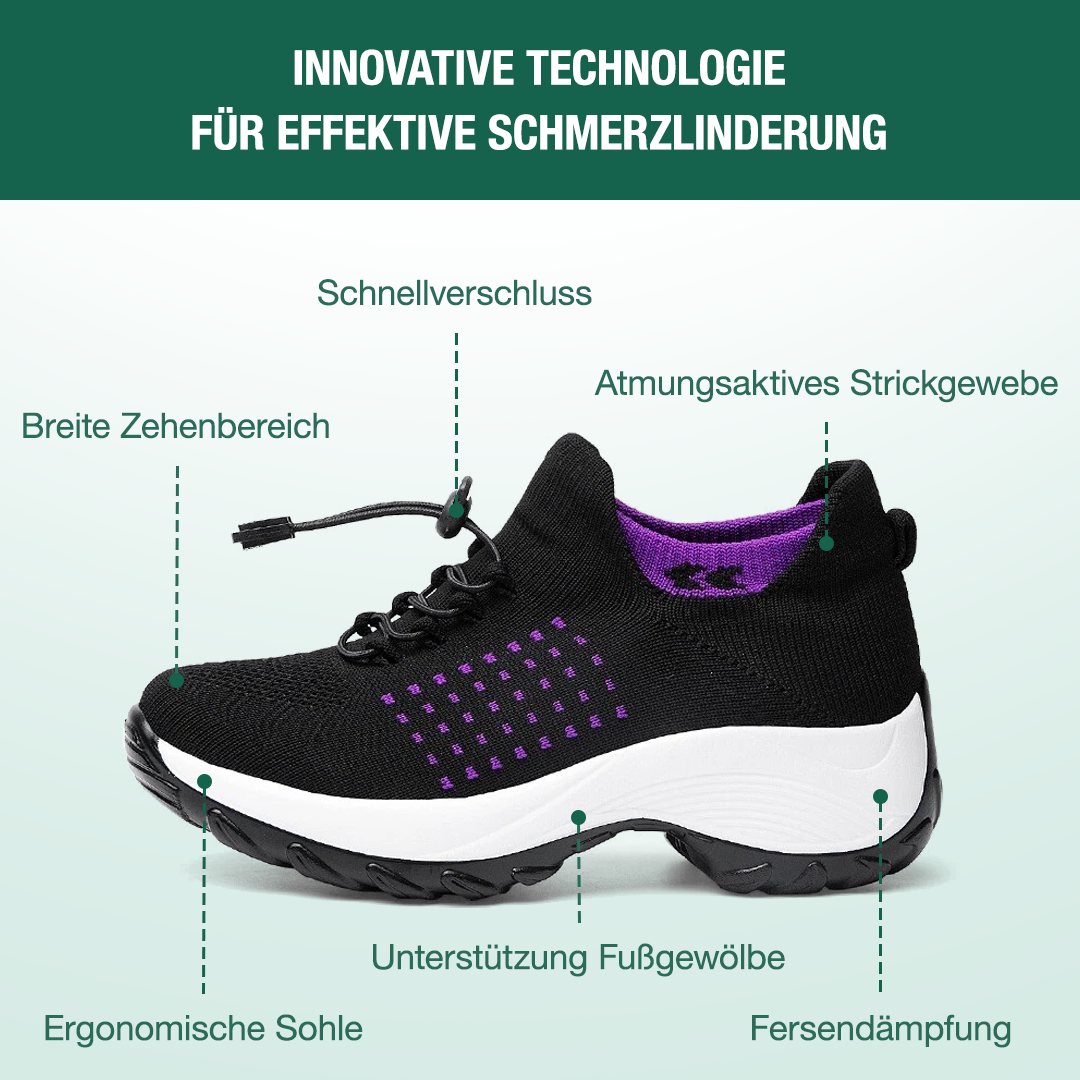 Ambulo Orthopädische Schuhe Strickstoff - Lila Schwarz