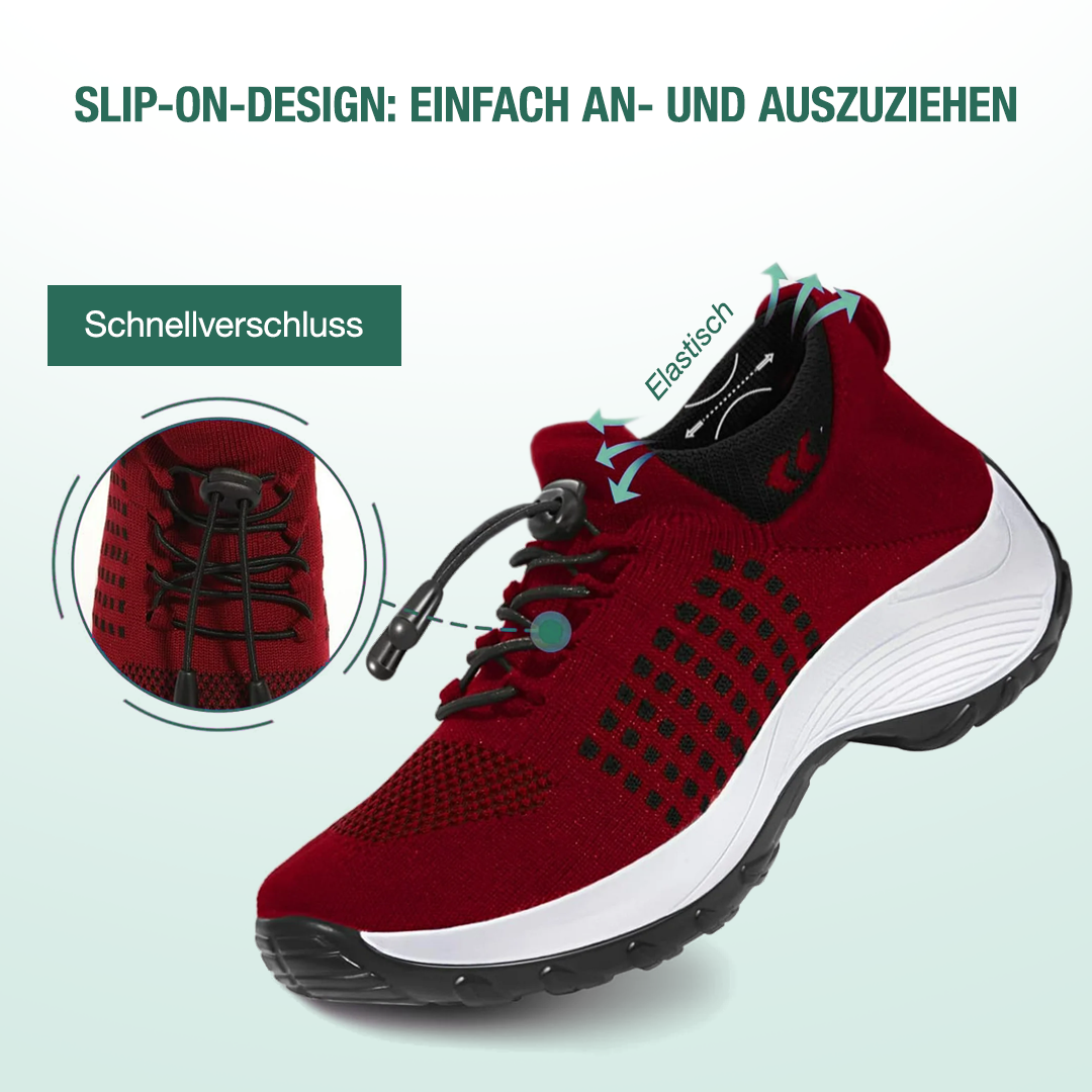 Ambulo Orthopädische Schuhe Strickstoff - Schwarz Rot